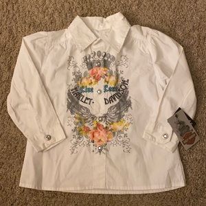NWT Harley Davidson 3T white button up long sleeve